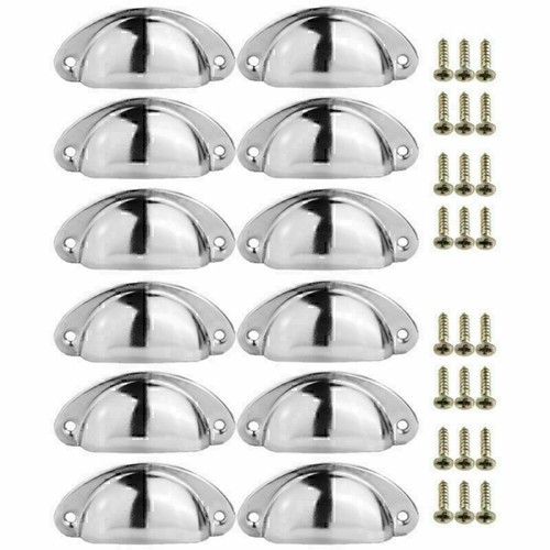 6/12X Cup Pull Shell Handles Half Moon Kitchen Cabinet Cupboard Door Drawer Knob - Picture 9 of 32
