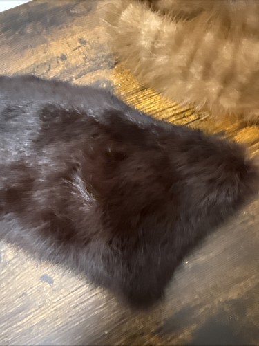 Vintage Kunst Nerz Pelz Kragen 50er Jahre gesteppt Satin gefüttert braun abnehmbar Halstuch - Bild 7 von 14