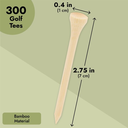 300 Pack Bamboo Golf Tees in Bulk (2 3/4 inch, Natural Wood Color) - Picture 4 of 10