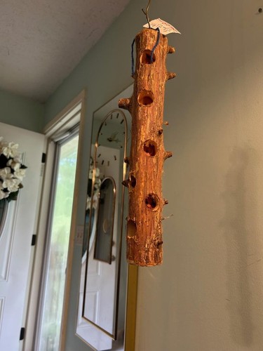 ALL NEW CEDAR WOOD BirdFeeder LOG+ 14.5" X 1.5" OVER 10 HOLES #0030 USA Seller - Picture 4 of 10