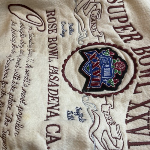 VTG 1993 OFFICIAL SUPERBOWL XXVII SOUVENIR SWEATSHIRT EMBROIDERED Team NFL Sz XL - Picture 6 of 9