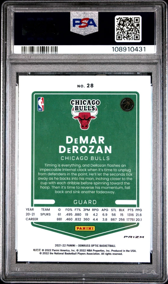 2021 DONRUSS OPTIC #28 DEMAR DEROZAN TARGET BOX SET PSA GEM MINT 10 - Image 2 of 2