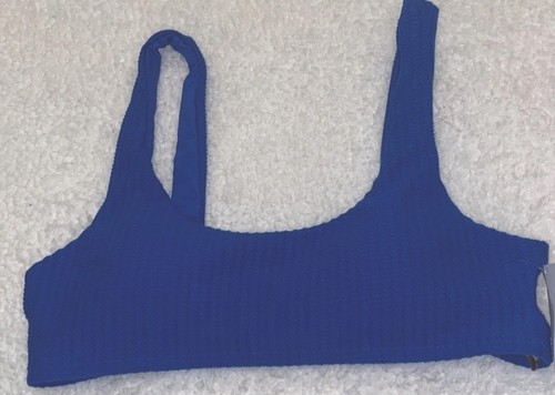 Becca Line In The Sand Harley Bikini-Top Rib Struktur Blau Größe Large NEU - Bild 4 von 12
