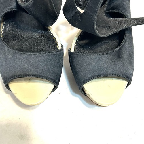Bebe Y2K Stiletto Platform Heels Black Satin Ivory Patent Leather Womens Size 8 - Picture 15 of 15