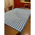 Cat Chequer Cotton Tablecloth and Napkins Set Gingham Checker Blue White Picnic