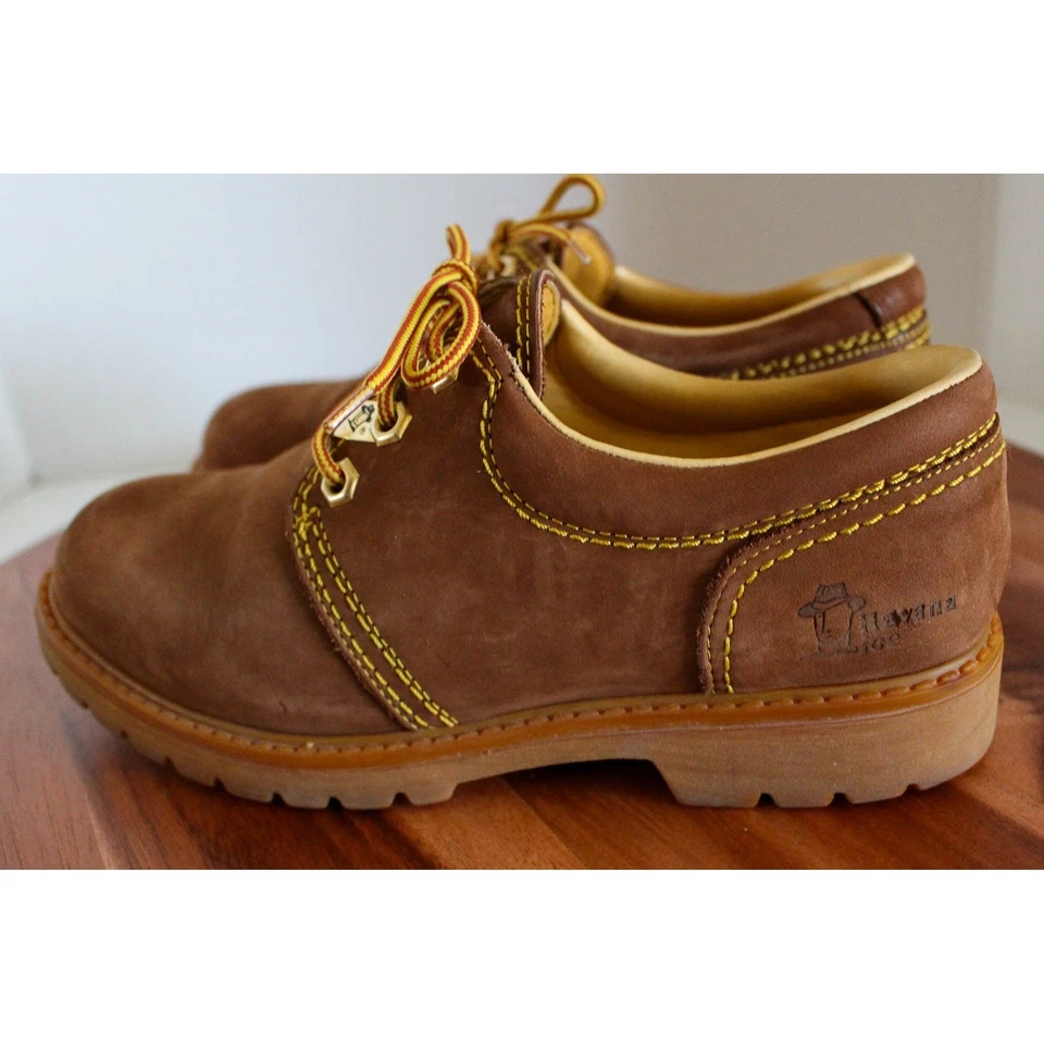 Sapatos femininos Havana Joe 9,5 couro marrom com cadarço Oxford sola esponja de cera - Imagem 4 de 4