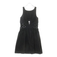 Chanel Sleeveless Dress Black Wool Cotton Tweed Size 40