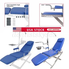 US Dental Portable Mobile Chair LED Light Folding Chair PU Leather