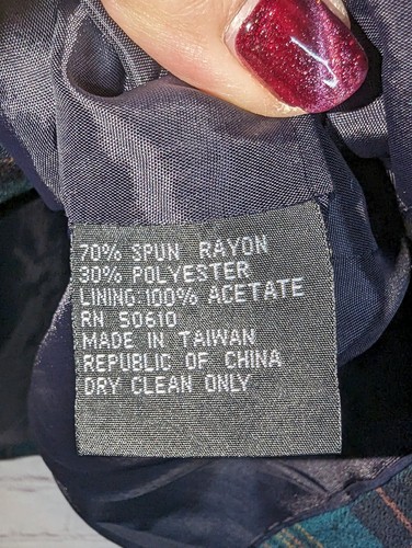 Kasper & Co. ASL Blazer Tartan kariert grün Zweireiher Look Sakko Gr. 12 - Bild 7 von 7