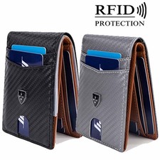 Mens Slim Wallet RFID Blocking Bifold Wallets Card Holder Leather Front Pocket