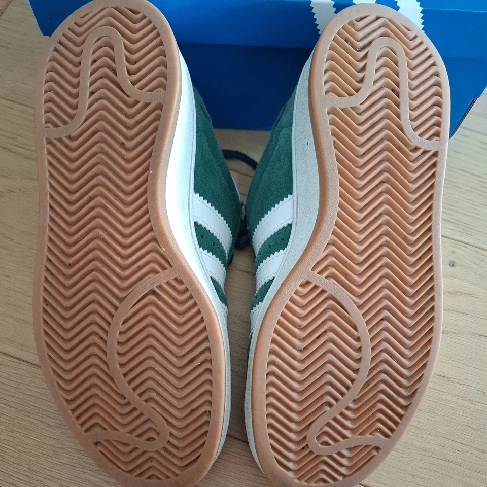 Baskets Adidas Campus 38 vert blanc daim semelle gomme - Photo 2/3
