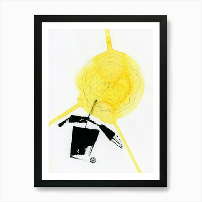Gelbe Sonnenblume in schwarzer Vase 2 gerahmte Wandbilder Poster Leinwanddruck Bild