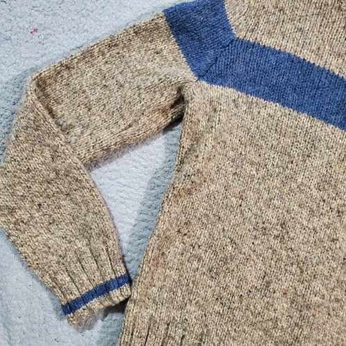 Abercrombie & Fitch Sweater Womens Medium Tan Blue Stripe Lambs Wool Pullover - Picture 3 of 16