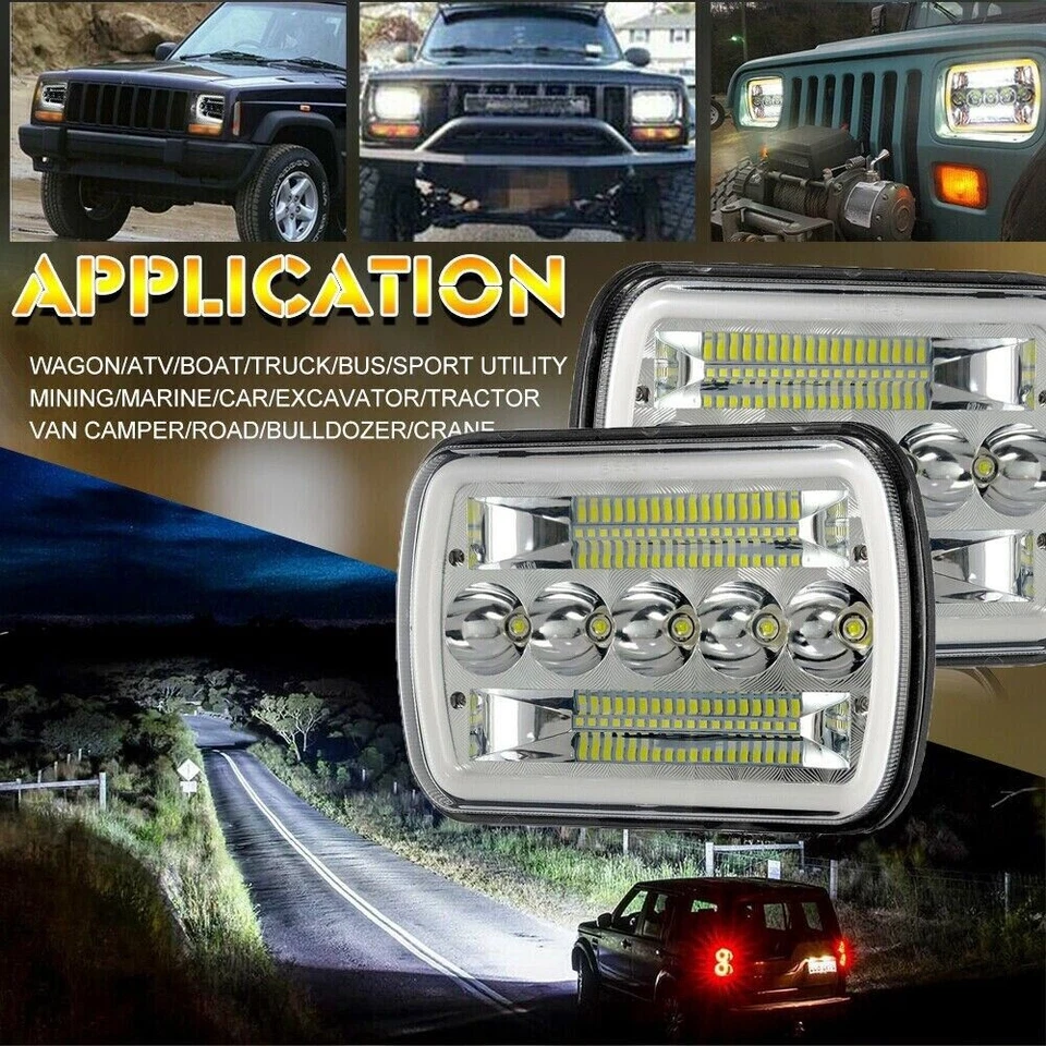 Faros LED 7x6 cromados haz alto/bajo DRL DOT para Mercury Bobcat 1979-1985 2 un. Foto 3 de 4