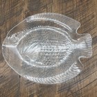 Vintage Arcoroc Fish Poisson Serving Platter Clear Glass 12.5" x 15.5"