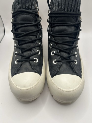 Converse da donna Chuck Taylor Hi-Tops suola platform pelle nera Goretex UK 5 - Foto 3 di 15