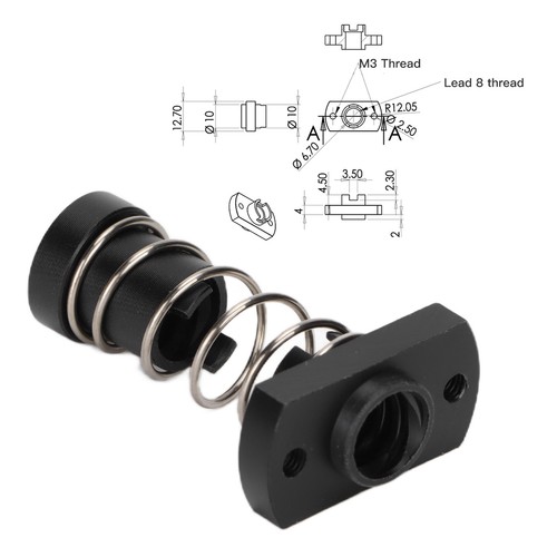 Milling Anti Backlash Pom Nut T8 Anti Backlash Spring Nut Highly Precise Sta NEW - Afbeelding 3 van 12