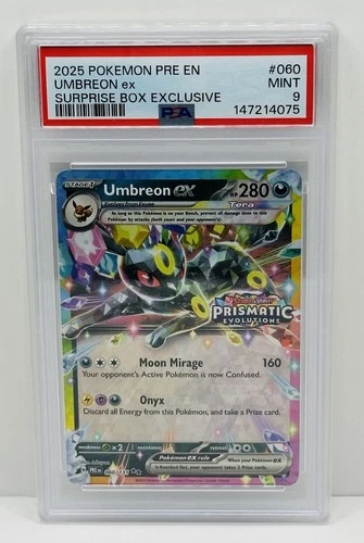 🔥2025 POKEMON PRISMATIC EVOLUTIONS SURPRISE BOX EXCLUSIVE UMBREON EX PSA 9🔥