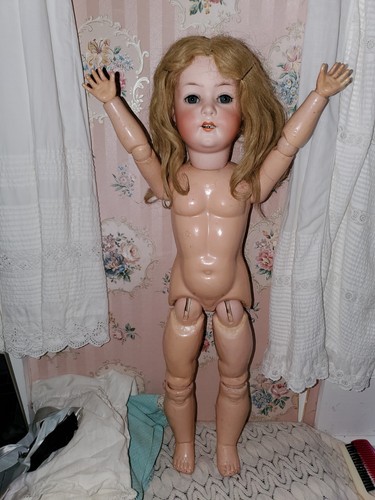 Antique German Bisque 24" Heubach Koppelsdorf 312 SUR 5 Smiling Doll - Picture 12 of 20