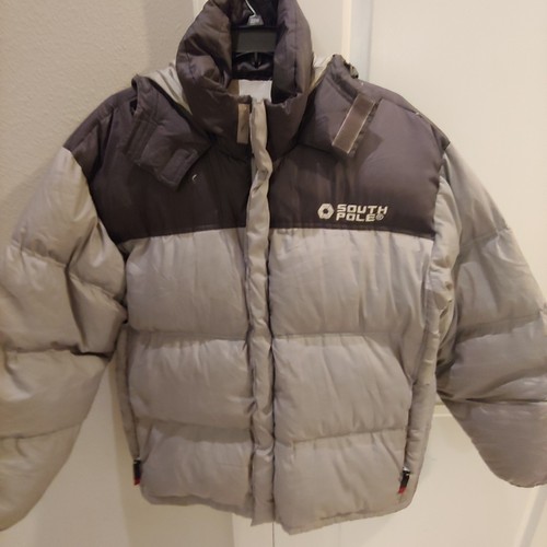 Chaqueta de invierno vintage South Pole Puffer XL para hombre con capucha cremallera completa - Imagen 3 de 9
