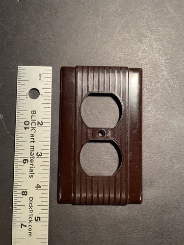 Vtg Uniline Arrow H&H US 1950s Art Deco Plug Plate Cover Brown Bakelite MCM - Bild 4 von 5