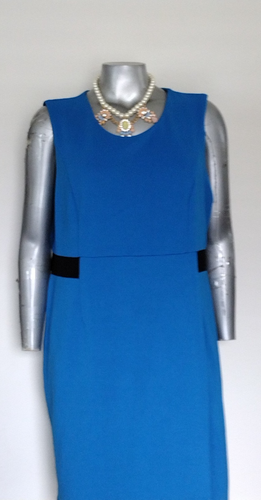 WOMEN'S SIGNATURE COLLECTION SHIFT DRESS Size 1X SLEEVELESS FAUX WRAP Blue/Black - Picture 9 of 24