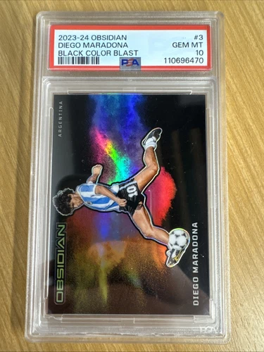 2023-24 Panini Obsidian Soccer Diego Maradona #3 Color Blast Case Hit SSP PSA 10