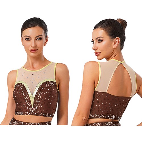Blusa corta para mujer color ropa de baile moderna retazos brillante escenario lírico - Imagen 31 de 96