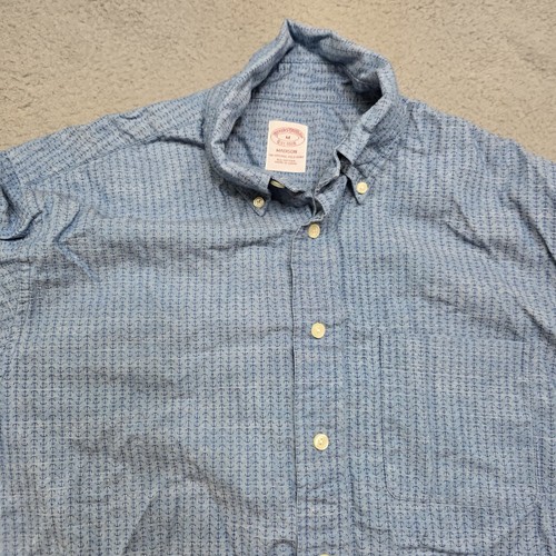 Brooks Brothers Madison Dress Shirt Size Medium Blue Anchor Pattern Front Button - Picture 5 of 10