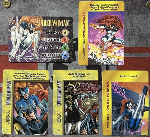 Fleer Marvel Overpower: SPIDER-WOMAN Character Stat & 4 Special Cards 1996 - LP