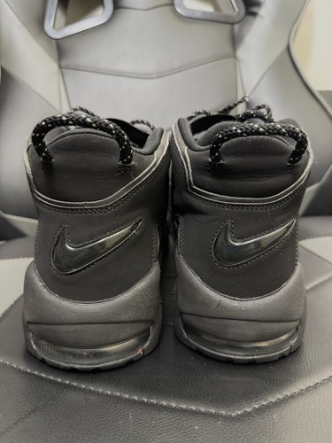 Size 13- Nike Air More Uptempo Reflective Triple Black 414962-004 Rare - Afbeelding 7 van 11