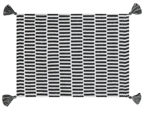 Set of 8 Woven Black and White Stripe Placemat Set 14" x 19" NEW with Tags - Picture 3 of 5