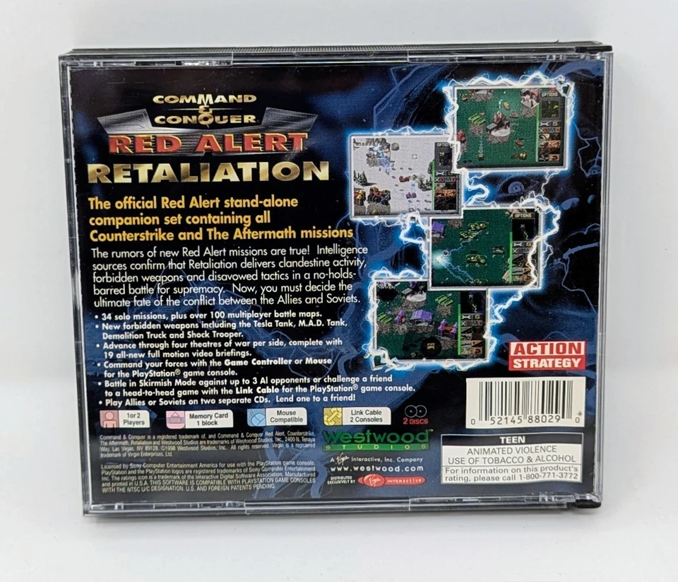 Command & Conquer: Red Alert Retaliation (Sony PlayStation 1 PS1, 1998) w/ Case! - Image 4 of 4