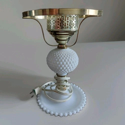 Vintage MILK GLASS Hobnail Table Lamp Base 10" Tall No Shade