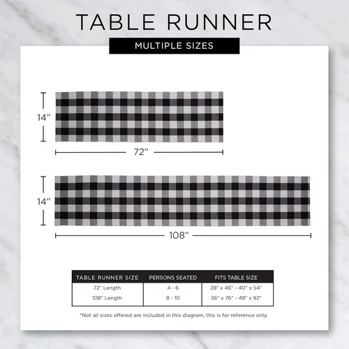 DII Tri-Color Check Collection 100% Cotton Table Runner, 14x72", Black - Picture 8 of 8