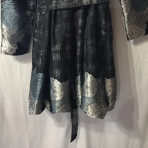 Samuel Dong Bubble Plaid Floral Dress Trench Jacket Coat Fit Flare Feminine XL - Bild 5 von 11