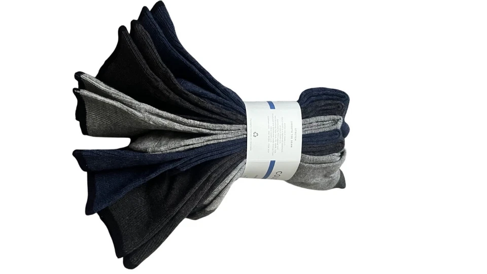 Cole Haan Mens 6-Pack Casual Dress Socks7-12 Stretch Cotton Blend Blue Gray Gift Foto 2 de 4
