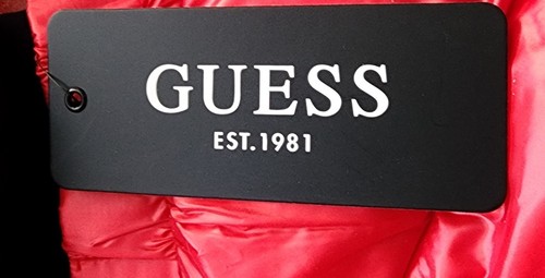 Women’s Red Guess Puffer Jacket Winter Coat NWT Small BENIFITS CHARTIY - Picture 12 of 12