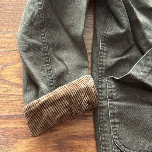 Giacca Lands End Chore uomo S verde cappotto fienile foderato a quadri collo pelle lavoro - Foto 3 di 7
