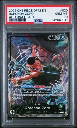 2025 ONE PIECE OP12-LEGACY OF THE MASTER ALTERNATE ART #020 RORONOA ZORO PSA 10