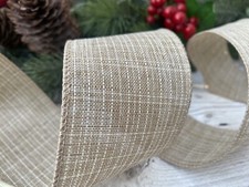 Christmas Wire Edged Hessian Style Ribbon Rustic Bows Tree Decoration 5mX63mm
