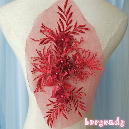 3D Embroidery Lace Applique Beaded Flower Patch Wedding Dress Cloth Decor Craft - Picture 12 of 16