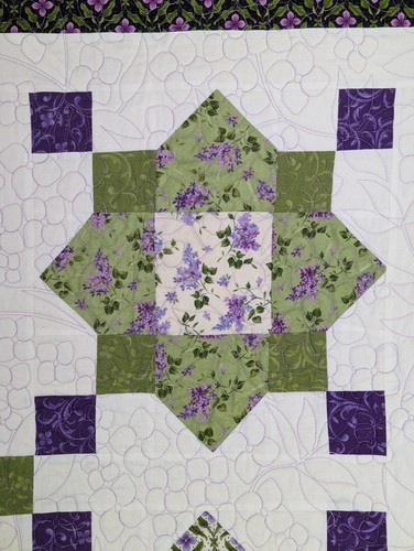 Handmade Floral Quilt Throw, Purple and Green, New and Smoke-Free Home - Picture 7 of 10