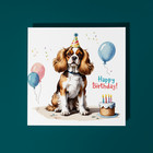 Handmade Cute Cavalier King Charles Spaniel Dog Happy Birthday Card Envelope.