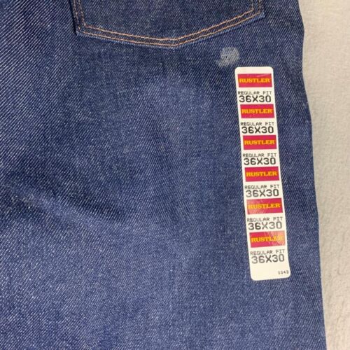 VTG Rustler Jeans Mens 36X30 Blue Denim Heavy Duty Relaxed Fit Boot Jean NWT - Picture 5 of 13