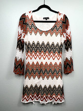 Mechant Crochet Chevron Dress With Bell Sleeves Size S