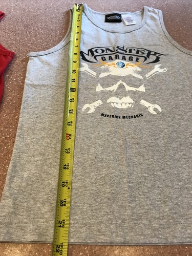 (2) Tank Tops Gray Monster Garage & Red Spotted Frog Boys XL 7 & L 10-12 - Picture 3 of 10