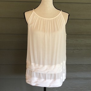 Ann-Taylor-Loft-White-Tank-Top-Sleeveless-Ruffled-Blouse-Sz-S-Small-Shirt