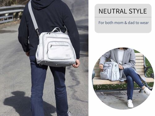 BOLSO DE PAÑALES MAMÁ, MOCHILA, BOLSO BANDOLERA PARA PAPÁ Y MAMÁ - Imagen 8 de 12