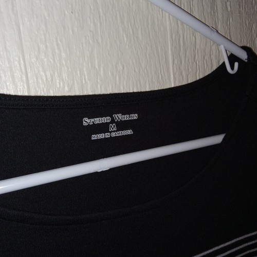 Studio Works Black White Sz M Women's Striped 3/4 Sleeve Shirt Top  - Bild 3 von 7